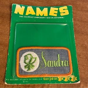 VTG 70s SANDRA Names Sew-On Colorfast Embroidered Patch Three-Fish NOS Un-Opened